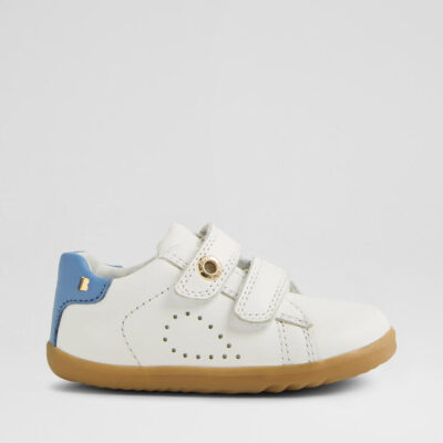 Su Maverick Toddler White Coronet Blue Leather Flat Shoes