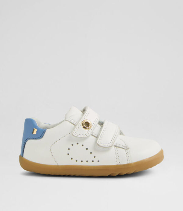 Su Maverick Toddler White Coronet Blue Leather Flat Shoes