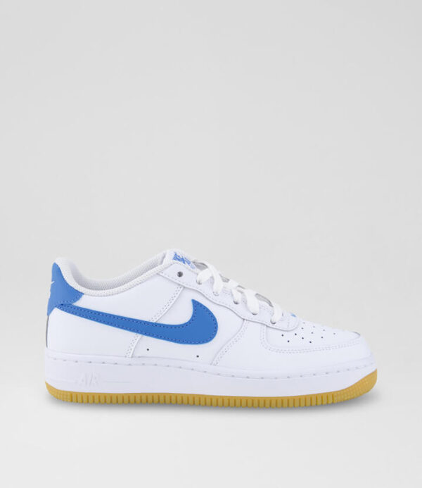 Air Force 1 Youth White Blue Light Brown Leather Sneakers