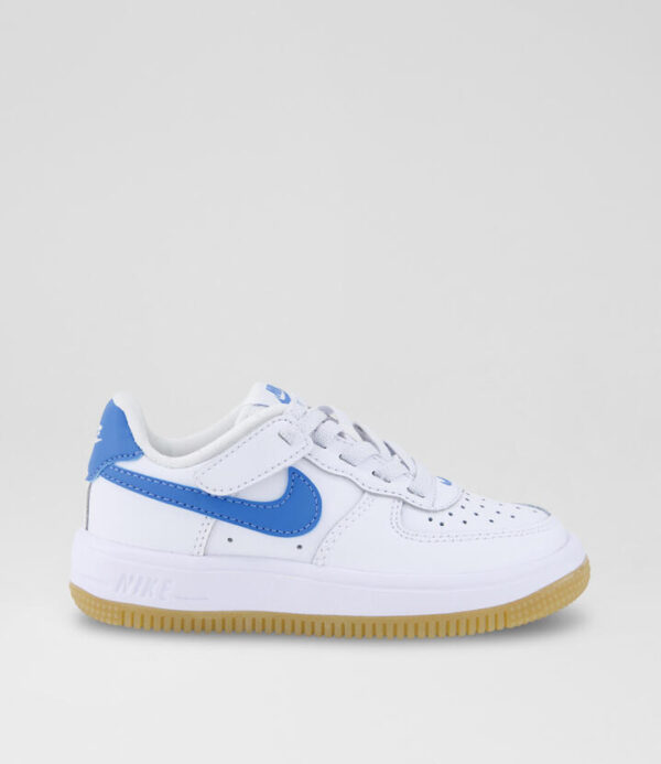 Air Force 1 Easy On Junior White Blue Light Brown Leather Sneakers