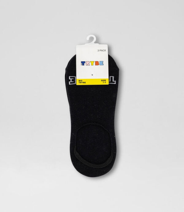 3 Pack Invisible Black Cotton Socks