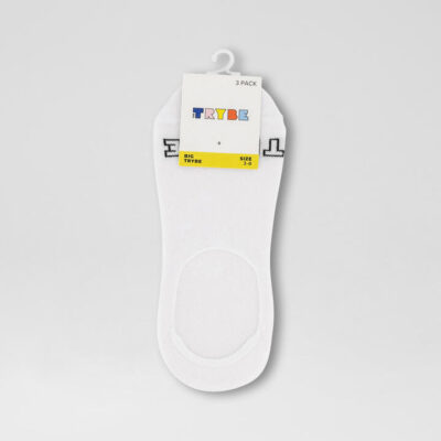3 Pack Invisible White Cotton Socks