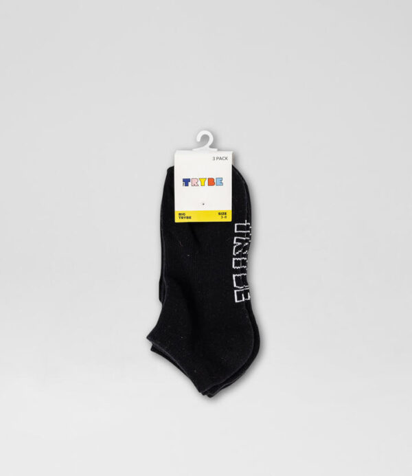 3 Pack Ankle Black Cotton Socks