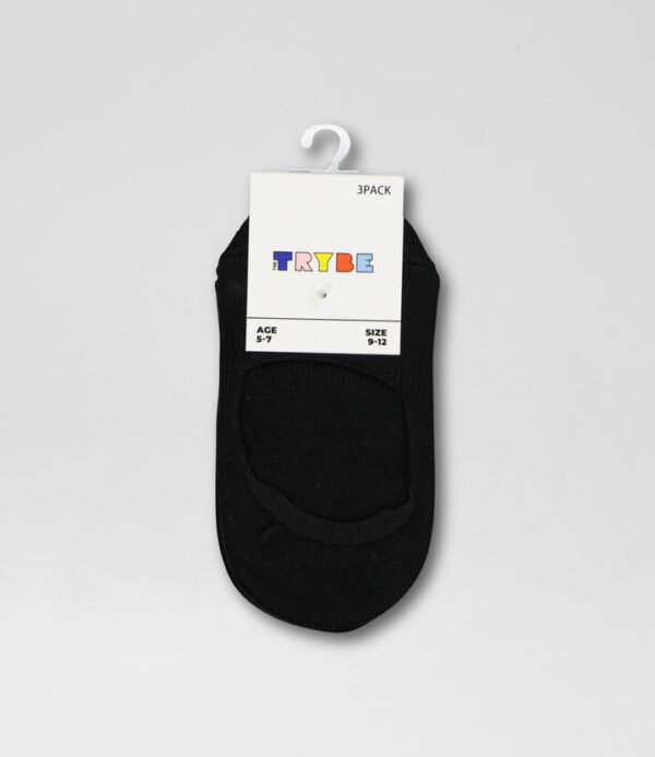 Core 3 Pack Invisible Black Cotton Socks