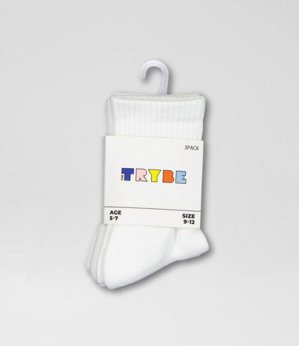 Core 3 Pack Crew White Cotton Socks