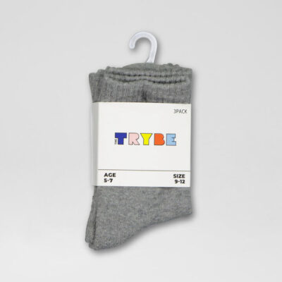 Core 3 Pack Crew Grey Cotton Socks
