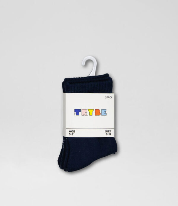 Core 3 Pack Crew Navy Cotton Socks
