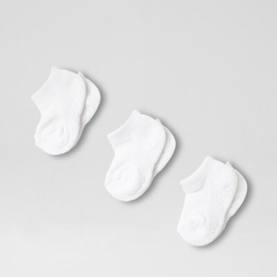 Crib Ankle 3 Pack White Cotton Socks