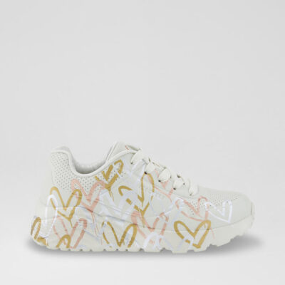 Uno Lite Junior White Silver Gold Fabric Sneakers