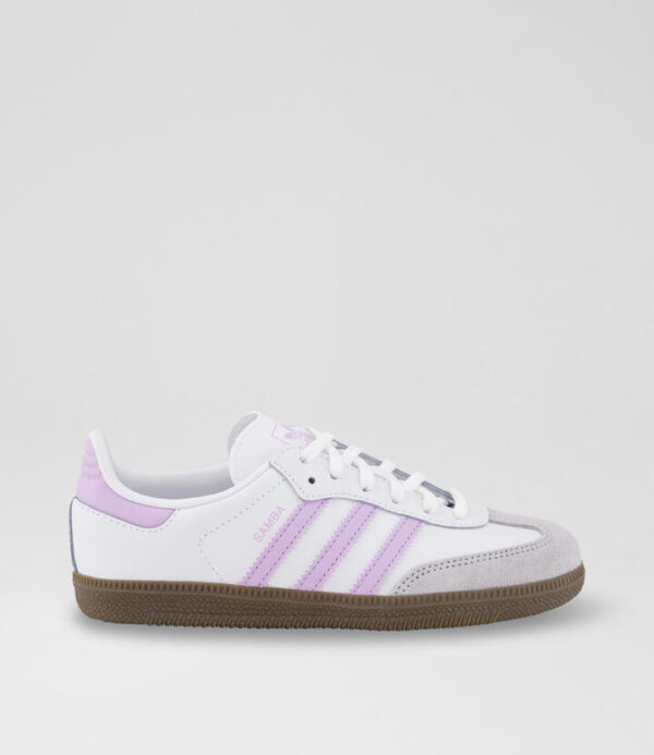 Samba Junior White Purple Leather Sneakers