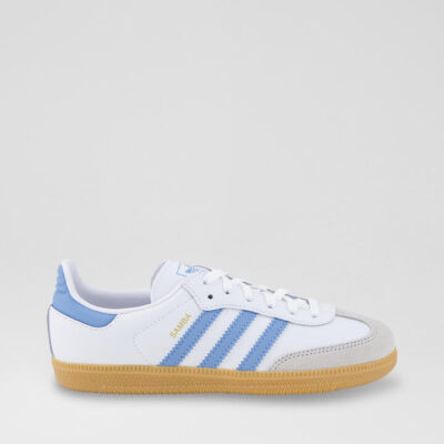 Samba Junior White Blue Leather Sneakers