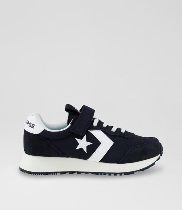 Omega Trainer Easy On Junior Black White Fabric Sneakers
