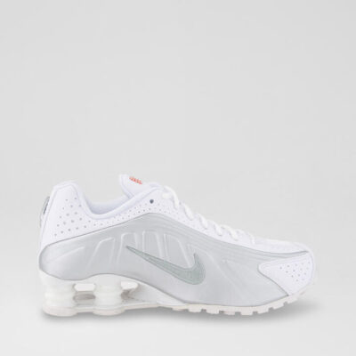 Shox R4 Youth White Silver Fabric Sneakers