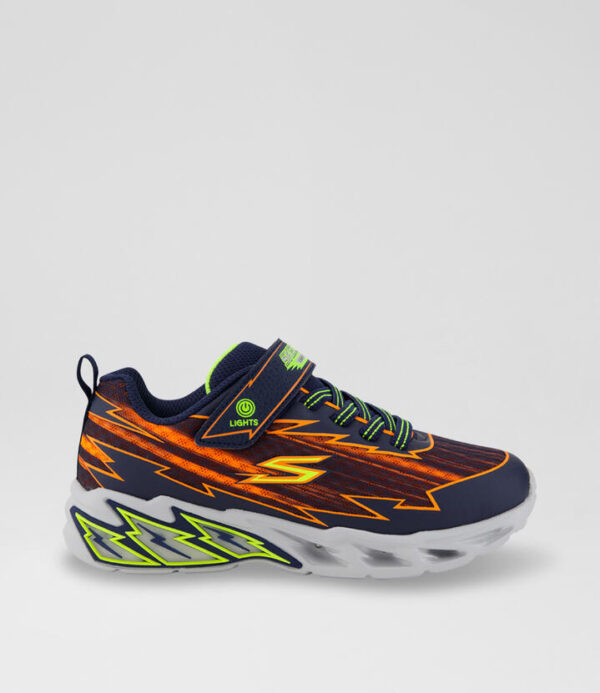 S Lights Light Storm Junior Navy Orange Fabric Sneakers