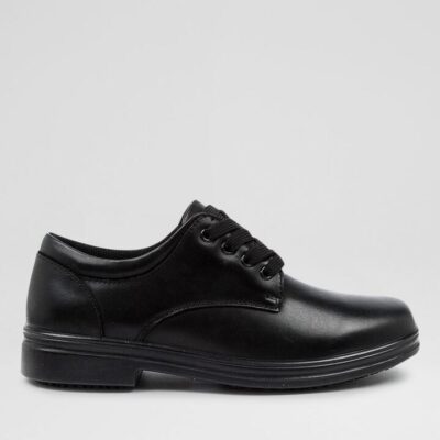 Solar Senior Black Leather Lace Up Shoes