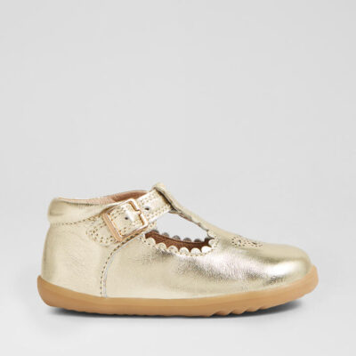 Su Poppy Gold Leather Flat Shoes