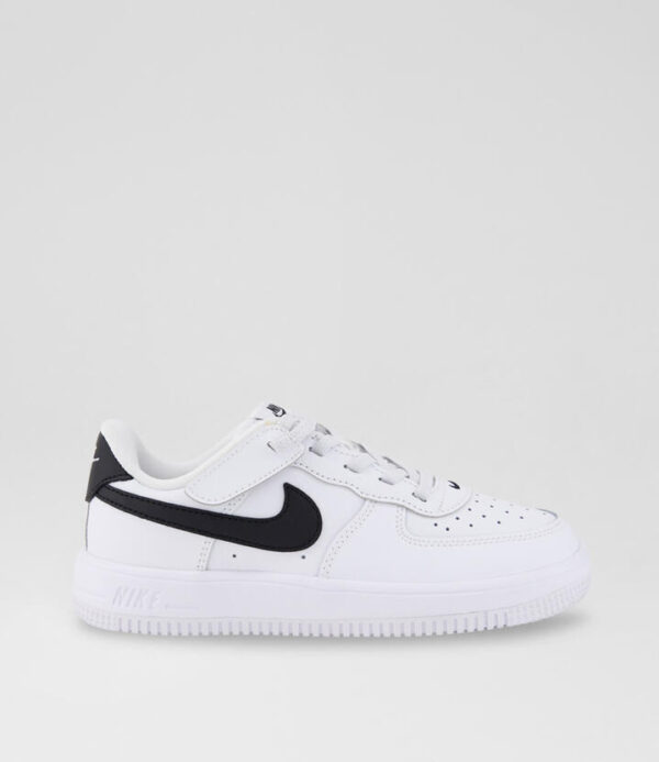 Air Force 1 Easy On Junior White Black Leather Sneakers