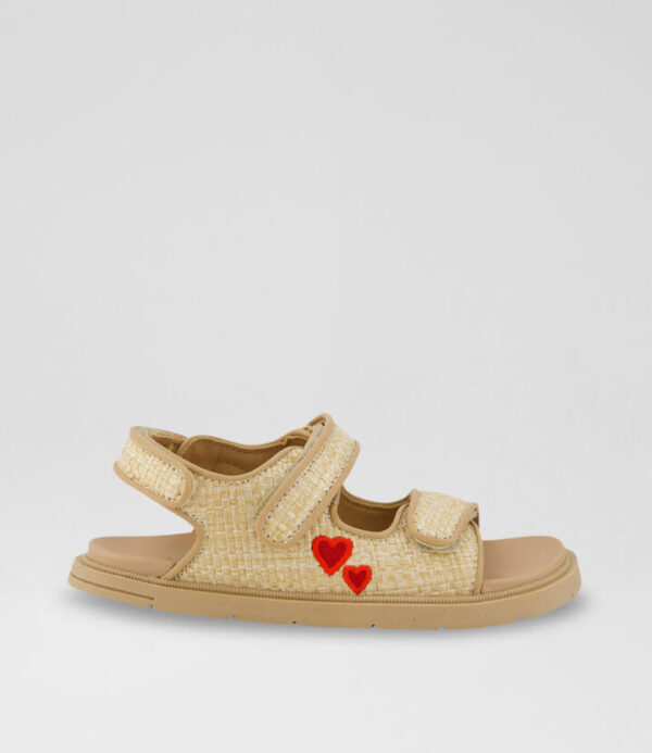 Nina Junior Light Tan Red Fabric Sandals