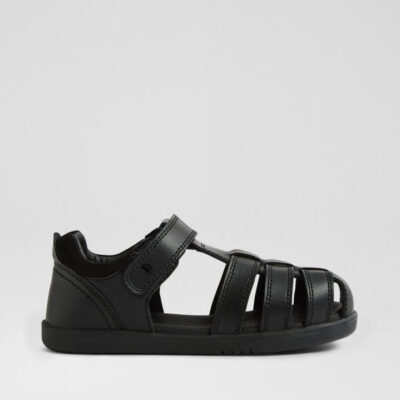 Kp Roam School Junior Black Leather Flat Shoes