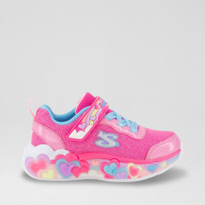 Heart Lights Toddler Hot Pink Multi Fabric Sneakers