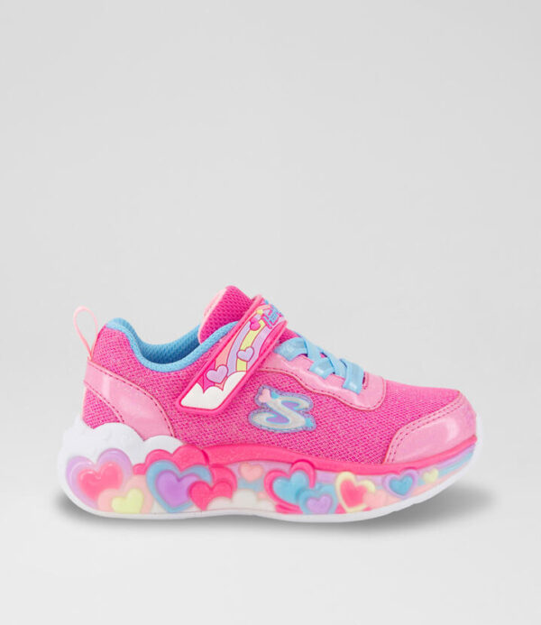 Heart Lights Toddler Hot Pink Multi Fabric Sneakers