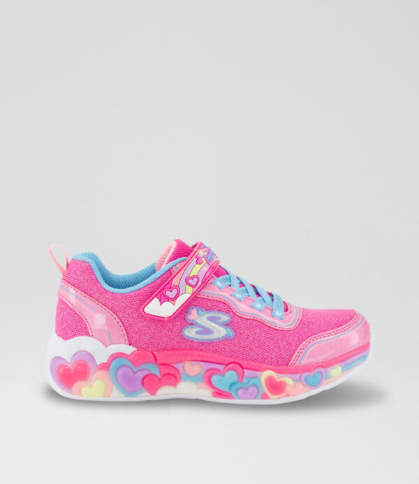 Heart Lights Junior Hot Pink Multi Fabric Sneakers