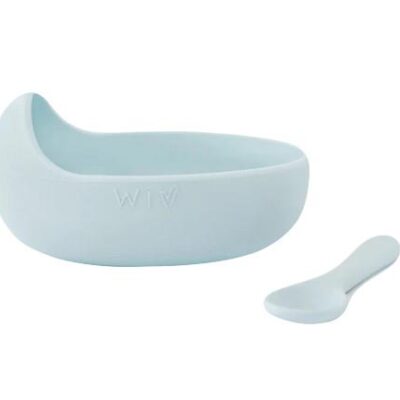 Silicone Bowl and Spoon Set Blue