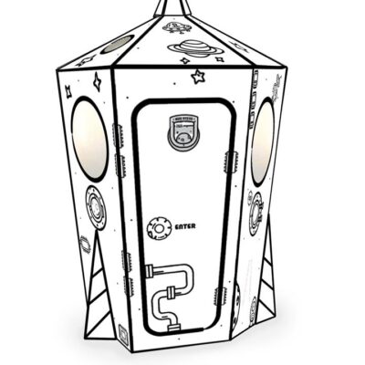 White Cardboard Rocket Printed