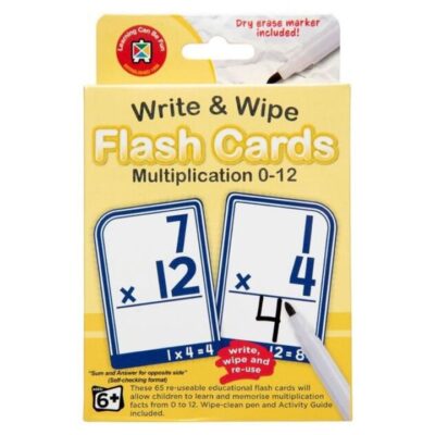 Write and Wipe Multiplication 0-12 Flash Cards with Marker