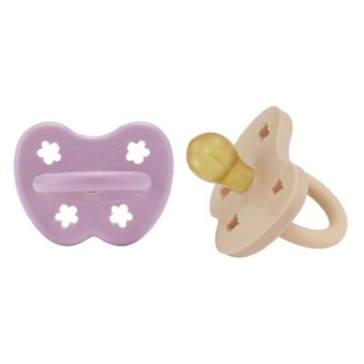 Hevea Round Teat Pacifiers Light Orchid and Sandy Nude 2 Pack (3 to 36M)