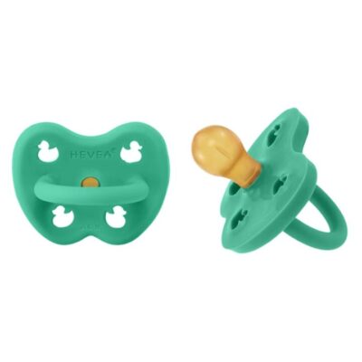 Hevea Round Teat Pacifiers Pop of Green 2 Pack (3 to 36M)