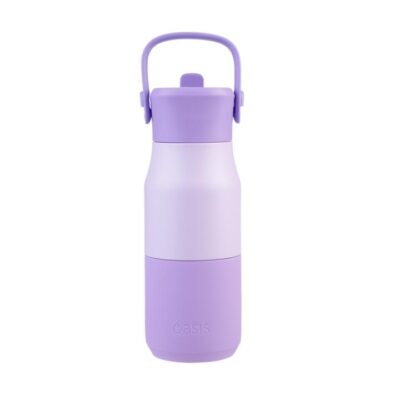 Oasis Kids Stainless Steel Double Wall Insulated JNR Drink Bottle with Sipper 400ml Lilac