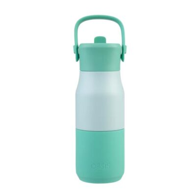 Oasis Kids Stainless Steel Double Wall Insulated JNR Drink Bottle with Sipper 400ml Mint