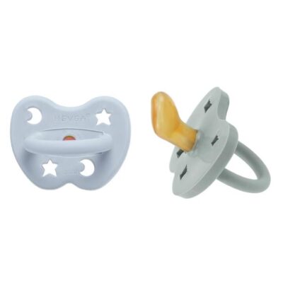 Hevea Orthodontic Teat Pacifier Cottage Blue and Gorgeous Grey 2 Pk (3 to 36M)