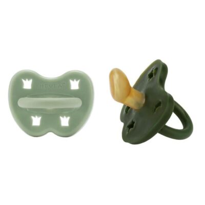 Hevea Orthodontic Teat Pacifier Moss Green and Deep Forest Green 2 Pk (3 to 36M)