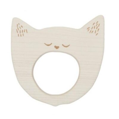 Wooden Story Yawning Cat Maple Wood Teether