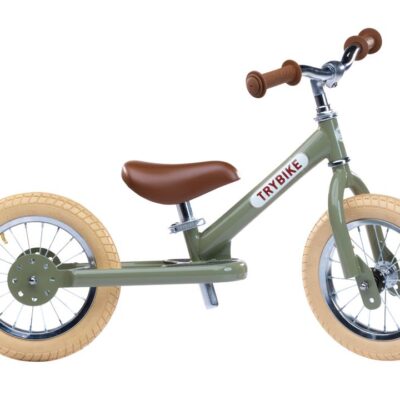 Trybike Steel Green Vintage Edition 2 in 1 Balance Bike